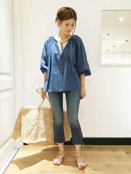 Deuxieme Classe Cotton ボイルスモックブラウス　長袖シャツ セール】Cotton ボイルスモックブラウス◇（シャツ/ブラウス