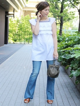 「MOTHER DENIM（マザーデニム）のアイテム」を使った、HIROさん（レディース・164cm）の春コーディネート
