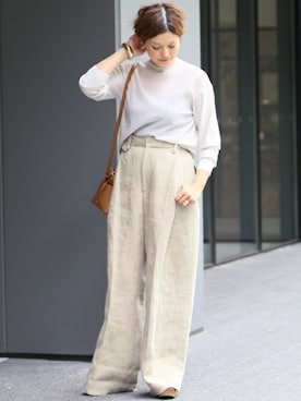 「Deuxieme Classe（ドゥーズィエムクラス）のアイテム（ショルダーバッグ）」を使った、HIROさん（レディース・164cm）の夏コーディネート