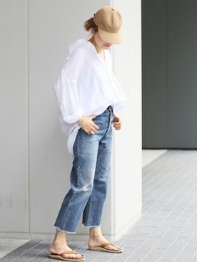 「ISLAND SLIPPER（アイランドスリッパ）のアイテム」を使った、HIROさん（レディース・164cm）の夏コーディネート