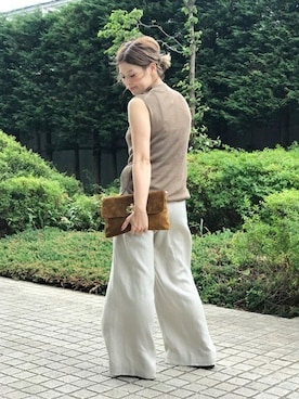 「Deuxieme Classe（ドゥーズィエムクラス）のアイテム（ニット/セーター）」を使った、HIROさん（レディース・164cm）の夏コーディネート