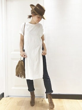 「Super Duper（スーパーデューパー）のアイテム」を使った、HIROさん（レディース・164cm）の夏コーディネート