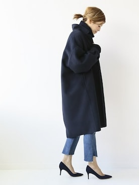 「ネイビーコーデ」｜「アイテム（その他アウター）」を使った、HIROさん（レディース・164cm）の秋コーディネート