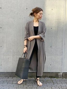 「Deuxieme Classe（ドゥーズィエムクラス）のアイテム（かごバッグ）」を使った、HIROさん（レディース・164cm）の春コーディネート