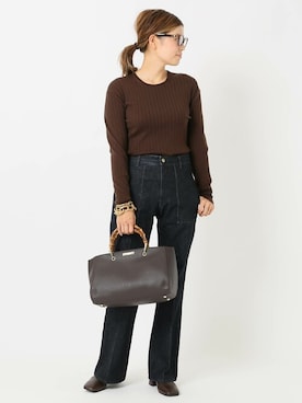 「クルーネックニット」｜HIROさん（レディース・164cm）の秋コーディネート