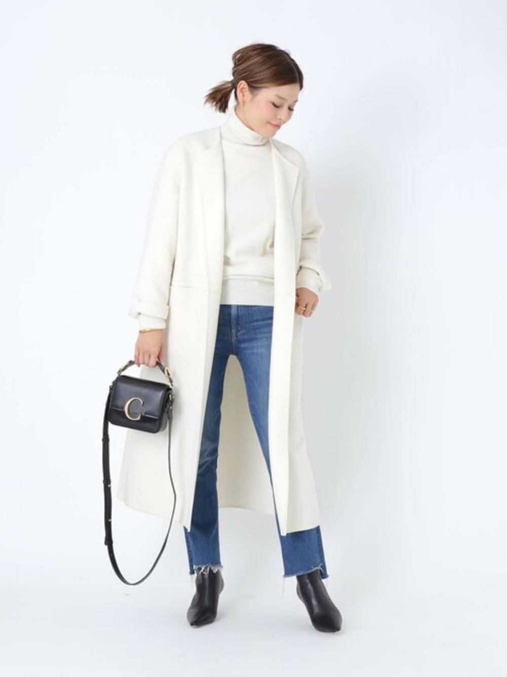 ドゥーズィエムクラス リバーロングノーカラーコート　アイボリー　38 中古・古着通販】MUSE de Deuxieme Classe (ミューズ ドゥーズィエム