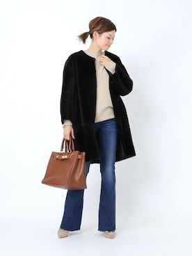 「クルーネックニット」｜HIROさん（レディース・164cm）の秋コーディネート