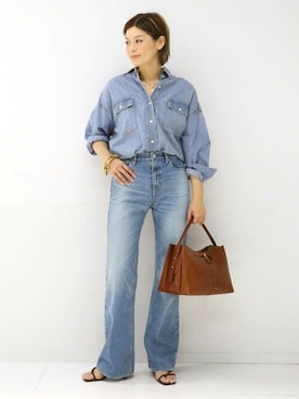 「Deuxieme Classe（ドゥーズィエムクラス）のアイテム（ブレスレット）」を使った、HIROさん（レディース・164cm）の春コーディネート