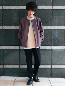 「#今日のコーデ」｜「アイテム（ノーカラージャケット）」を使った、Kohさん（メンズ・175cm）の冬コーディネート