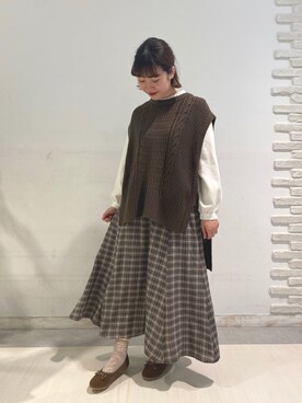 「Samansa Mos2 blue」｜「アイテム（バレエシューズ）」を使った、みさん（レディース・158cm）の秋コーディネート