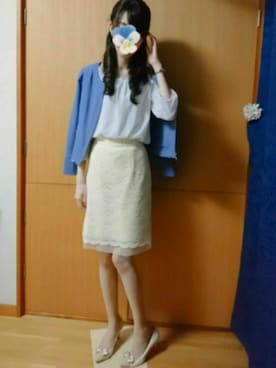 「シフォンブラウス」｜「アイテム（ブルゾン）」を使った、みやのさん（レディース・160cm）の秋コーディネート