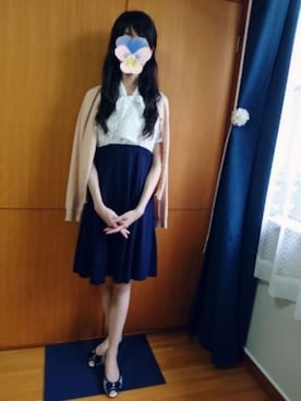 「ネイビー×ピンク」｜「アイテム（ワンピース）」を使った、みやのさん（レディース・160cm）の夏コーディネート