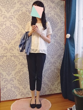 「RU（アールユー）のアイテム（パンツ）」を使った、みやのさん（レディース・160cm）の秋コーディネート