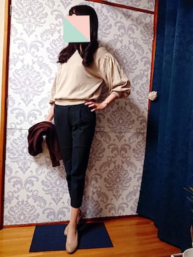 「RU（アールユー）のアイテム（パンツ）」を使った、みやのさん（レディース・160cm）の冬コーディネート