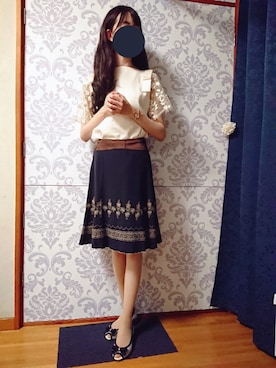 「nanette lepore（ナネットレポー）のアイテム（スカート）」を使った、みやのさん（レディース・160cm）の秋コーディネート