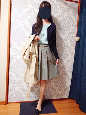 「グレンチェック」｜「アイテム（トレンチコート）」を使った、みやのさん（レディース・160cm）の秋コーディネート