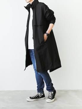 「ATTACHMENT（アタッチメント）のアイテム（モッズコート）」を使った、AT_MMさん（メンズ・173cm）の春コーディネート
