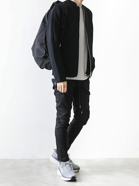 「ATTACHMENT（アタッチメント）のアイテム（ライダースジャケット）」を使った、AT_MMさん（メンズ・173cm）の春コーディネート