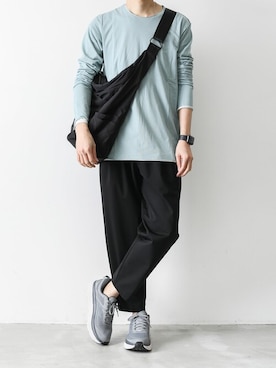 「CRAMSHELL（クラムシェル）のSHOULDER BAG L（ショルダーバッグ）」を使った、AT_MMさん（メンズ・173cm）の春コーディネート