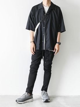 「ATTACHMENT（アタッチメント）の60/2ギザシルキー天竺 クルーネックドルマンS/S（Tシャツ/カットソー）」を使った、AT_MMさん（メンズ・173cm）の春コーディネート