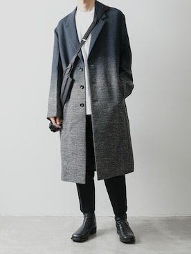 「ATTACHMENT（アタッチメント）のアイテム（チェスターコート）」を使った、AT_MMさん（メンズ・173cm）の冬コーディネート
