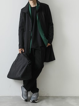 「ATTACHMENT（アタッチメント）のアイテム（ステンカラーコート）」を使った、AT_MMさん（メンズ・173cm）の冬コーディネート