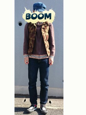 「アイテム（ダウンベスト、その他）」を使った、けんぼーさん（メンズ・175cm）の冬コーディネート