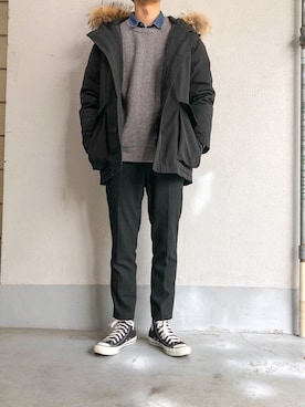 「CONVERSE（コンバース）のconverse コンバース ALL STAR HI オールスター ハイ 3206 BLACK(US)（スニーカー）」を使った、りきさん（メンズ・163cm・20代）の冬コーディネート