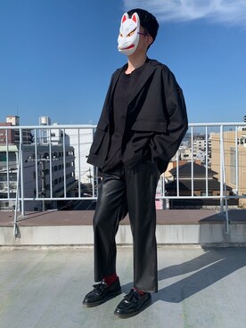 「GU（ジーユー）のアイテム（ブルゾン、ブラック系）」を使った、shunさん（メンズ・178cm）の秋コーディネート