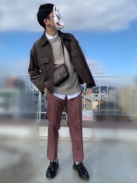 「green label relaxing（グリーンレーベルリラクシング）のSC テクノツイル スケーターパンツ 9L パンツ < 機能性生地/ ストレッチ・吸水速乾 >（その他パンツ、パープル系）」を使った、shunさん（メンズ・178cm）の秋コーディネート