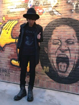 「ROEN（ロエン）のアイテム（帽子）」を使った、sho爺  さん（メンズ・159cm）の冬コーディネート