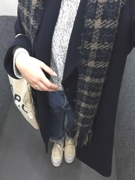 「MARGARET HOWELL（マーガレットハウエル）のアイテム（マフラー、その他）」を使った、yさん（レディース）の冬コーディネート