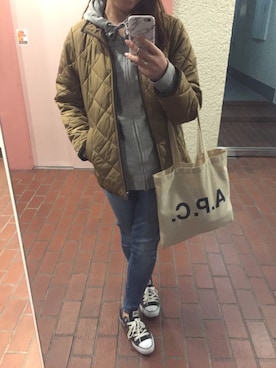 「AIGLE（エーグル）のアイテム（その他アウター）」を使った、yさん（レディース・162cm）の冬コーディネート
