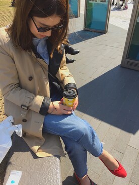 「H&M（エイチ・アンド・エム）のアイテム（バレエシューズ、レッド系）」を使った、yさん（レディース）の春コーディネート