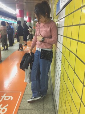 「A part by（アパートバイ）のアイテム（デニムパンツ、ブルー系）」を使った、yさん（レディース）の春コーディネート