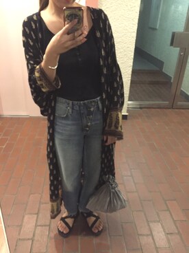 「ZARA（ザラ）のアイテム（デニムパンツ、ブルー系）」を使った、yさん（レディース）の秋コーディネート