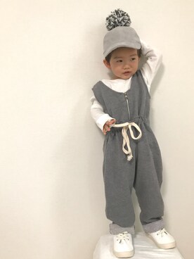 「秋冬」｜「アイテム（オールインワン・サロペット）」を使った、RUI＊SANAさん（キッズ・90cm）の秋コーディネート
