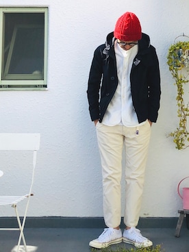 「MONCLER（モンクレール）のアイテム（ナイロンジャケット）」を使った、nagi2さん（メンズ・176cm）の秋コーディネート