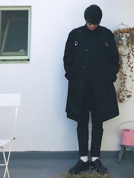 「niko and...（ニコアンド）のアイテム（ステンカラーコート）」を使った、nagi2さん（メンズ・176cm）の冬コーディネート