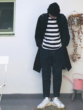 「niko and...（ニコアンド）のアイテム（ステンカラーコート）」を使った、nagi2さん（メンズ・176cm）の冬コーディネート