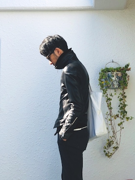 「アイテム（ライダースジャケット）」を使った、nagi2さん（メンズ・176cm・40代）の秋コーディネート