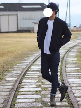 「BEAUTY&YOUTH UNITED ARROWS（ビューティーアンドユースユナイテッドアローズ）のアイテム（MA-1）」を使った、しんごさん（メンズ・175cm）の冬コーディネート