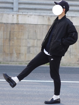 「アイテム（MA-1）」を使った、しんごさん（メンズ・175cm）の冬コーディネート