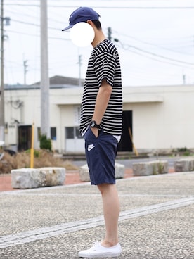 「白いスニーカー」｜「アイテム（腕時計）」を使った、しんごさん（メンズ・175cm）の夏コーディネート