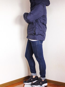 メンズのダウンジャケット コート ブルー ネイビー 青色系 コーディネート Zozotown