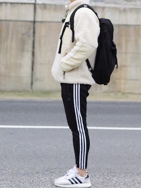 「ボアフリース」｜「アイテム（ブルゾン）」を使った、しんごさん（メンズ・175cm）の冬コーディネート