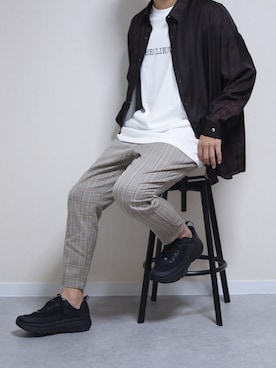 「BIAS（バイアス）の【BIAS】《WEB限定》“BE(LIE)VE”クルーネックTシャツ（Tシャツ/カットソー）」を使った、しんごさん（メンズ・175cm）の夏コーディネート