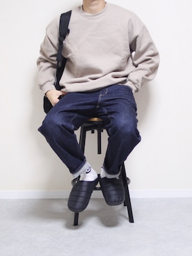 「アイテム（サンダル）」を使った、しんごさん（メンズ・175cm）の冬コーディネート