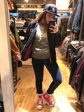 「schott(ショット)のアイテム(キャップ)」を使った、Natsuki.Cさん(レディース・165cm)の秋コーディネート