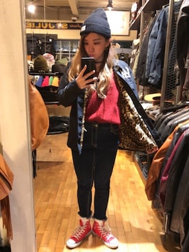 「schott（ショット）のアイテム（帽子）」を使った、Natsuki.Cさん（レディース・165cm）の冬コーディネート